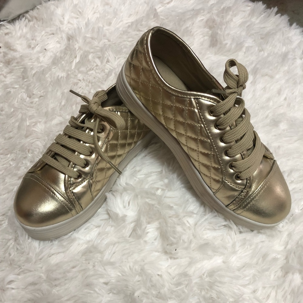 Gold quilted platforms